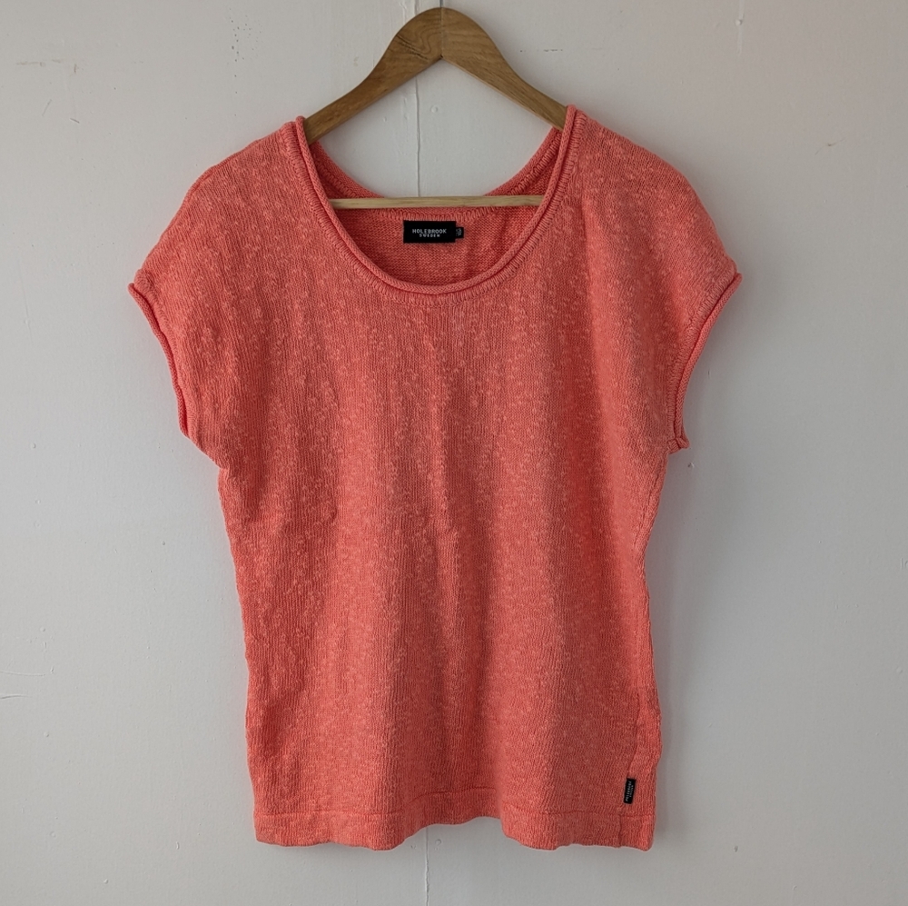 Holebrook Sweden Cotton Knit Sleeveless Sweater Tank Top Coral Fits S/M
